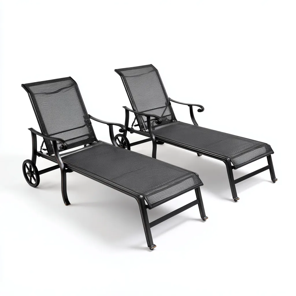 Lettino Da Sole Metallo-Rete 198X66X90 Cm - Nero - Design Classico-Nichesta