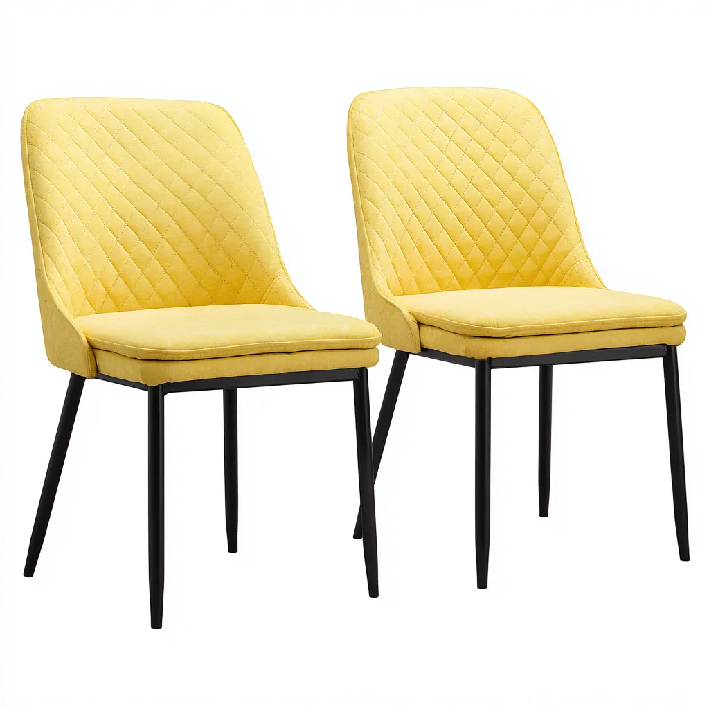 Sedia Da Pranzo In Velluto Con Gambe In Metallo 52X45X87 Cm - Giallo-Nero - Stile Moderno-Nichesta