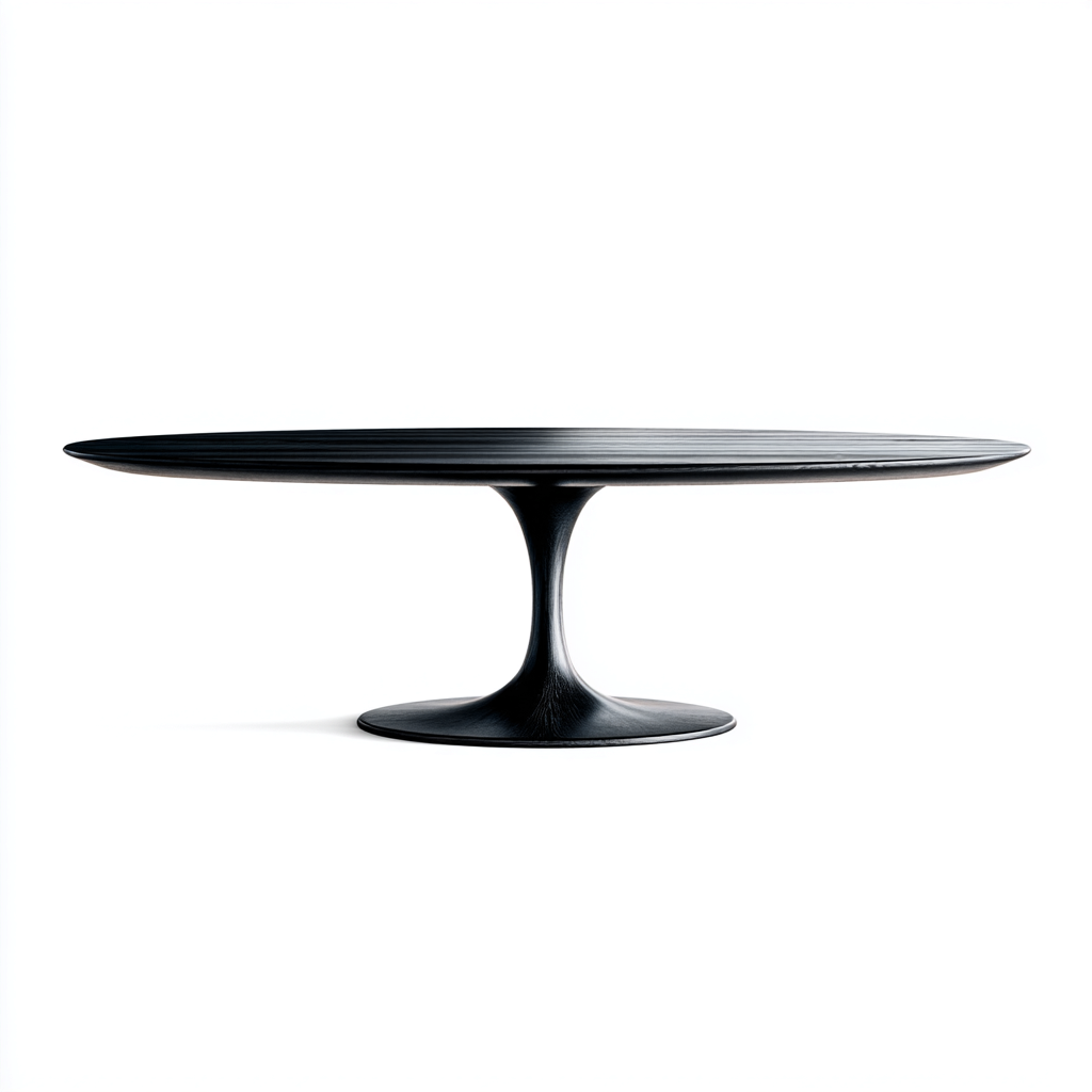 Tavolo Da Pranzo Ovale Legno-Metallo 200X100X75 Cm - Nero - Design Moderno Scultoreo-Nichesta