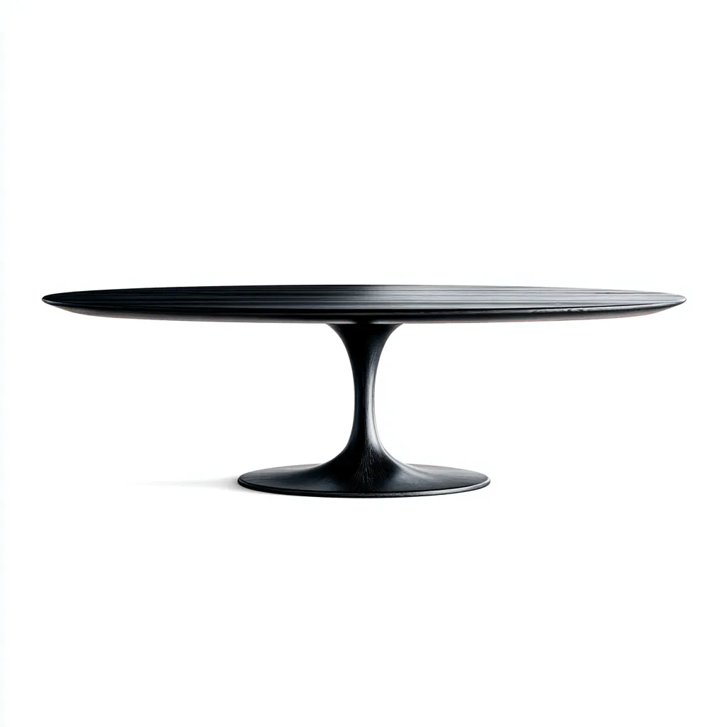 Tavolo Da Pranzo Ovale Legno-Metallo 200X100X75 Cm - Nero - Design Moderno Scultoreo-Nichesta