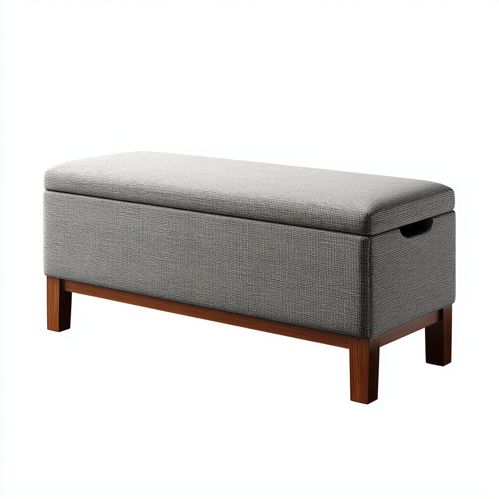 Panca Da Ingresso Con Contenitore 110x40x48 Cm - Grigio-Legno Scuro - Design Moderno Con Seduta Imbottita-Nichesta