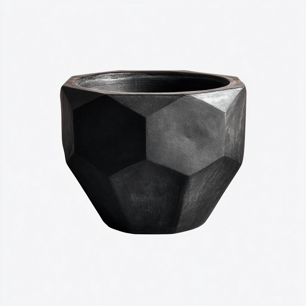 Pots Et Supports De Plantes Vaso Geometrico In Resina 26X26X23 Cm Nero Design Contemporaneo-Nichesta