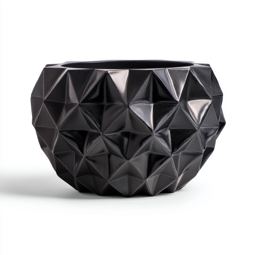 Pots Et Supports De Plantes Vaso Geometrico In Resina 28X28X20 Cm Nero Design Moderno-Nichesta