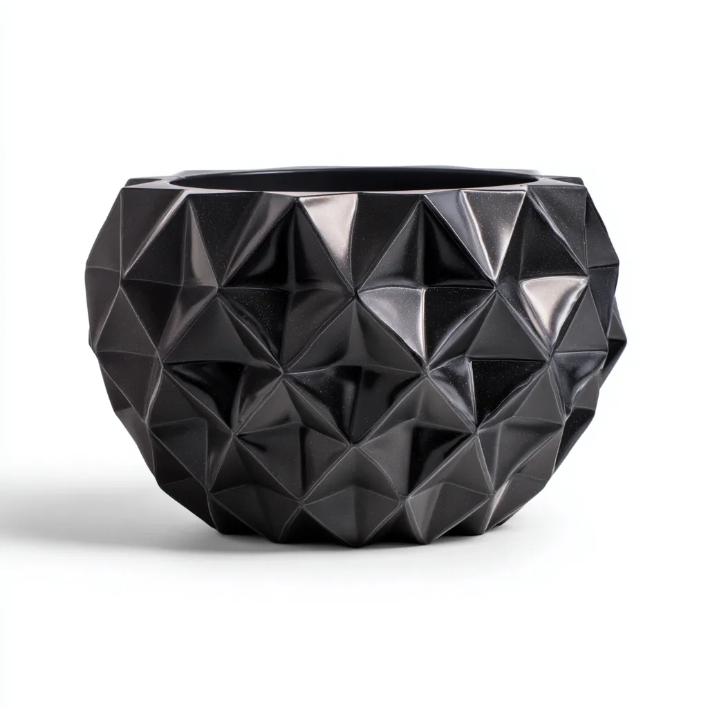 Pots Et Supports De Plantes Vaso Geometrico In Resina 28X28X20 Cm Nero Design Moderno-Nichesta