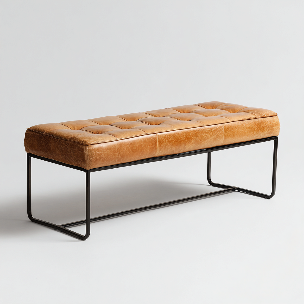 Panca Da Ingresso In Pelle Sintetica 120X40X45 Cm - Marrone Chiaro - Design Moderno-Nichesta