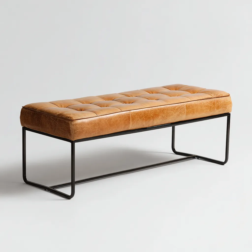 Panca Da Ingresso In Pelle Sintetica 120X40X45 Cm - Marrone Chiaro - Design Moderno-Nichesta