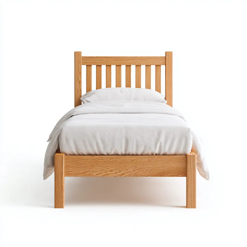 Letto Singolo In Legno Massello 200X100X105 Cm - Rovere Chiaro - Stile Naturale-Nichesta