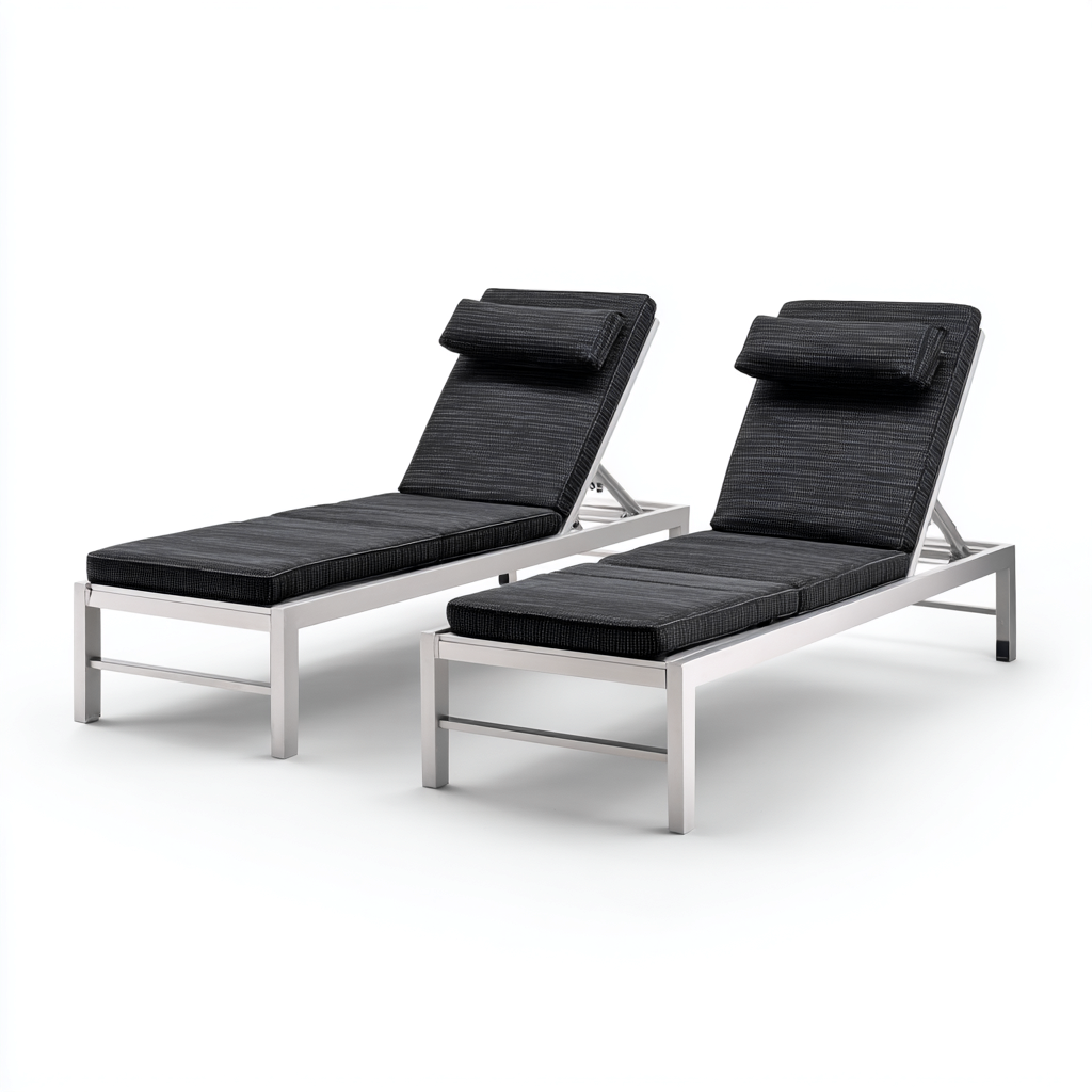 Lettino Da Sole Metallo E Tessuto 195X68X95 Cm - Argento Nero - Regolabile Design Moderno-Nichesta