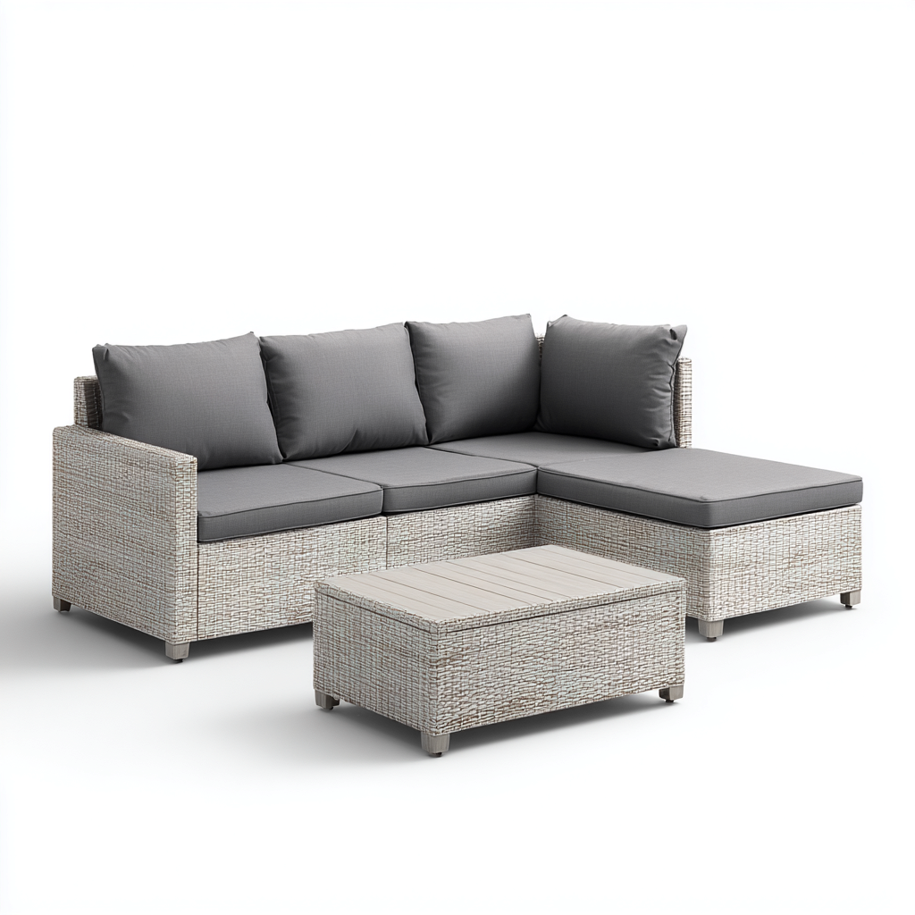 Divani Da Esterno Set Divano Angolare Rattan Sintetico 200X150X70 Cm Grigio Uso Esterno Stile Moderno-Nichesta