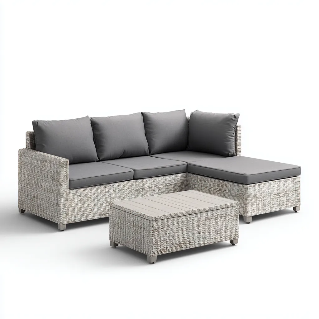 Divani Da Esterno Set Divano Angolare Rattan Sintetico 200X150X70 Cm Grigio Uso Esterno Stile Moderno-Nichesta