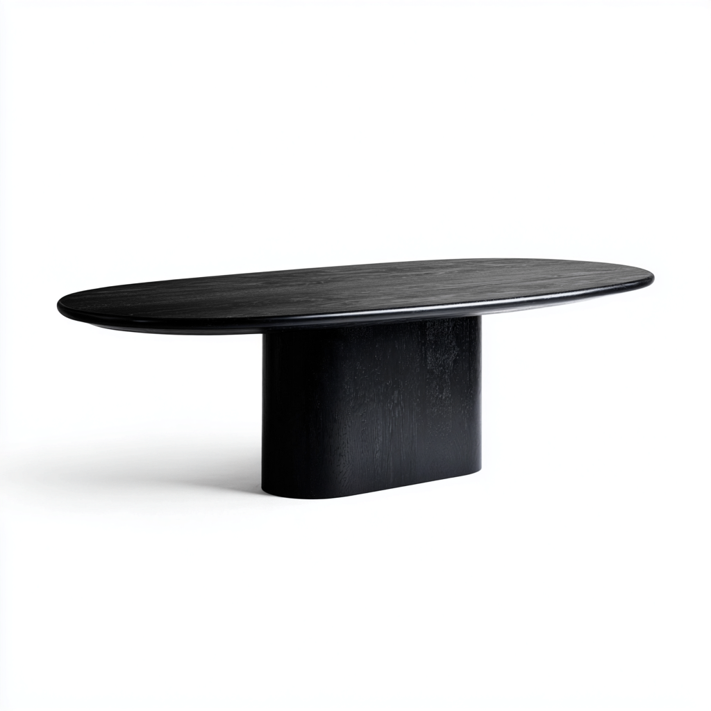 Tavolo Da Pranzo Ovale Legno Massello 180X90X75 Cm - Nero - Design Moderno Minimale-Nichesta
