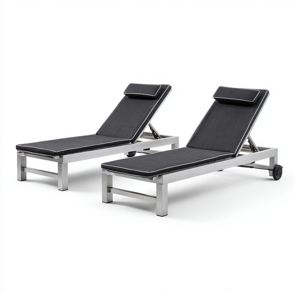 Lettino Da Sole Metallo-Tessuto 200X70X88 Cm - Grigio-Nero - Design Moderno-Nichesta