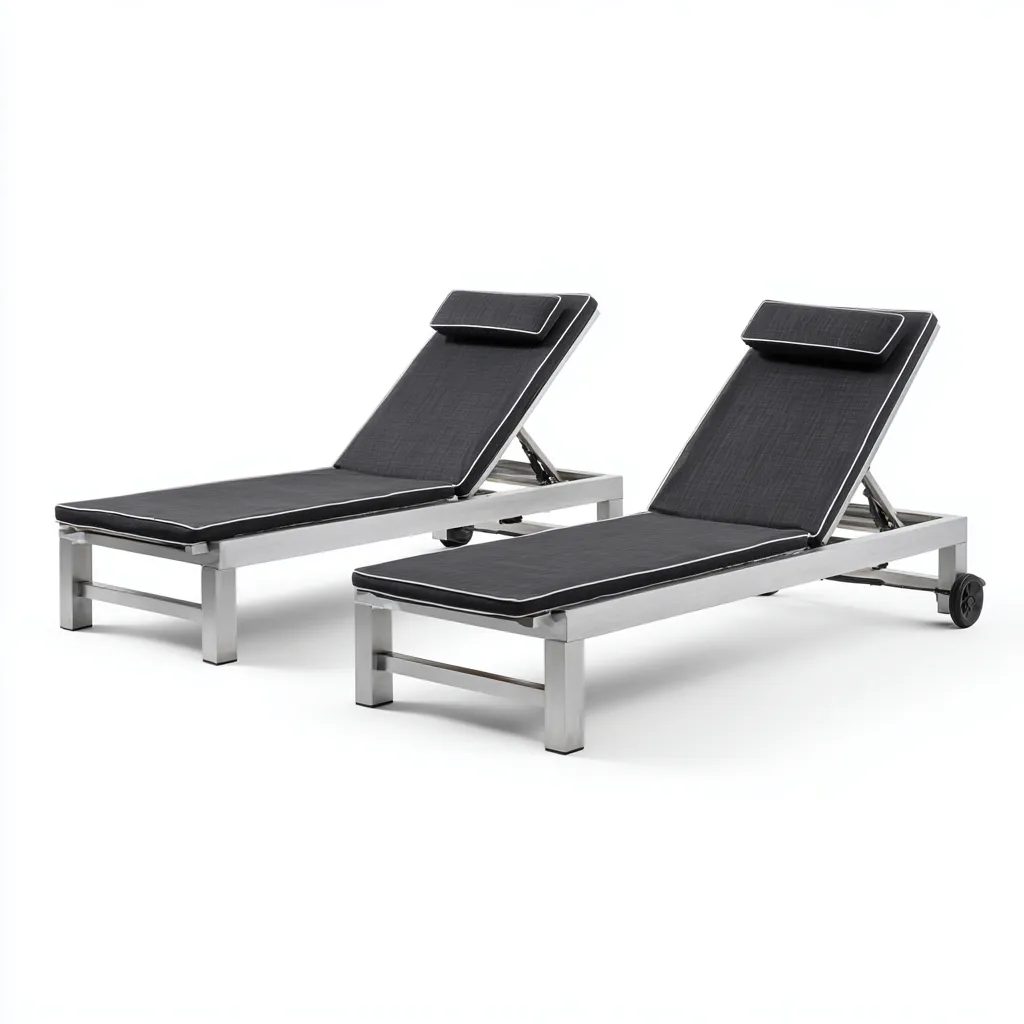 Lettino Da Sole Metallo-Tessuto 200X70X88 Cm - Grigio-Nero - Design Moderno-Nichesta