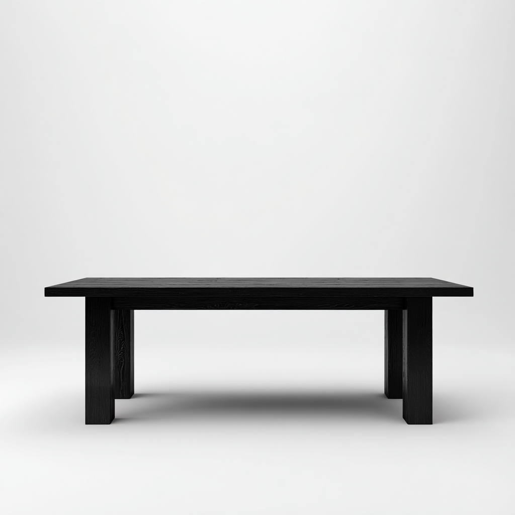 Tavolo Da Pranzo Rettangolare In Legno 200X95X77 Cm - Nero - Stile Moderno-Nichesta