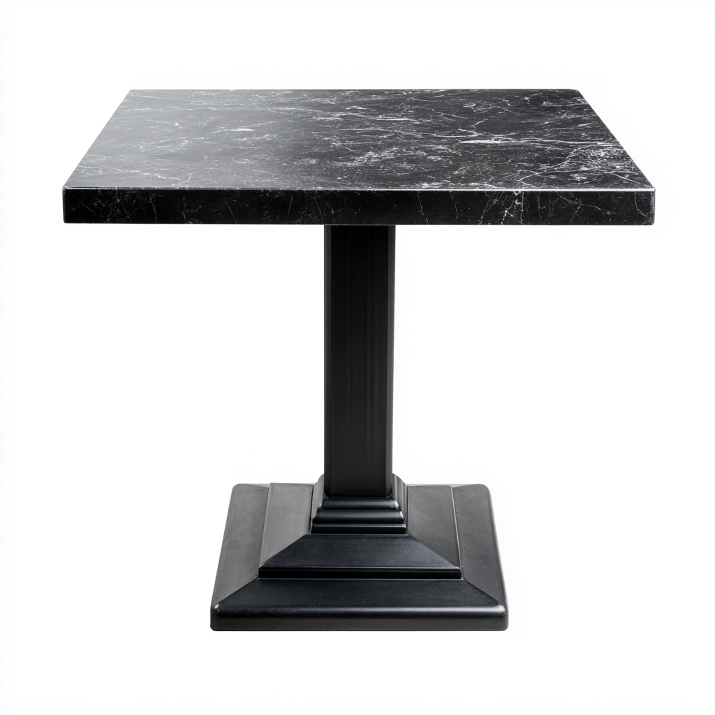 Tavolo Da Pranzo Quadrato Marmo-Metallo 70X70X75 Cm - Nero - Stile Moderno-Nichesta