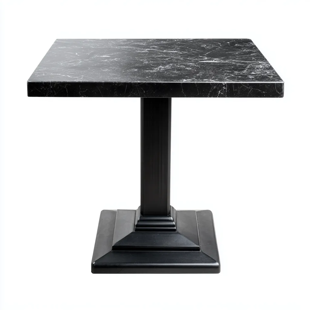 Tavolo Da Pranzo Quadrato Marmo-Metallo 70X70X75 Cm - Nero - Stile Moderno-Nichesta