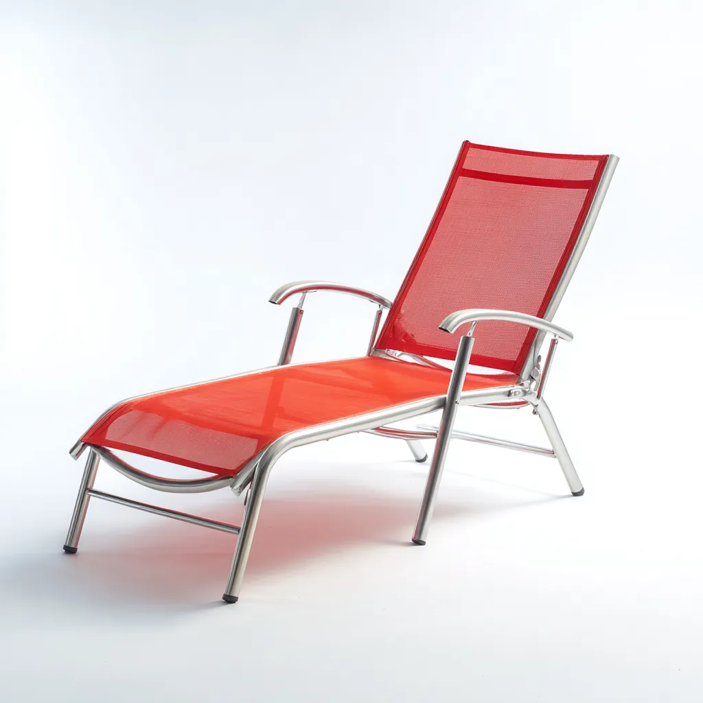 Lettino Da Sole Metallo-Tessuto 198X64X110 Cm - Rosso-Argento - Design Moderno-Nichesta