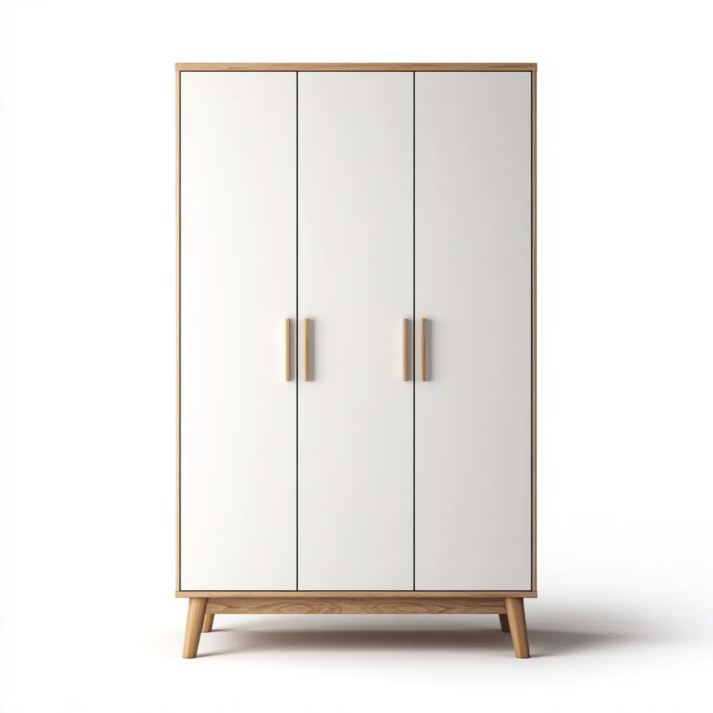 Armadio In Legno Con Ante Bianche Finitura Rovere 130X55X185 Cm - Design Nordico-Nichesta