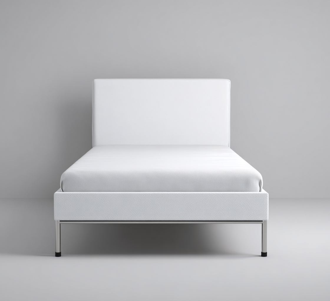 Letto Singolo In Tessuto-Metallo 200X100X95 Cm - Bianco - Design Moderno Minimalista-Nichesta