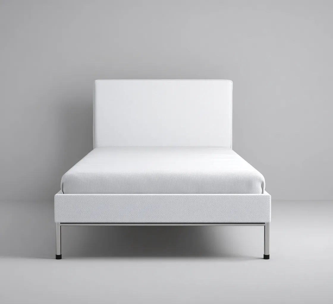 Letto Singolo In Tessuto-Metallo 200X100X95 Cm - Bianco - Design Moderno Minimalista-Nichesta