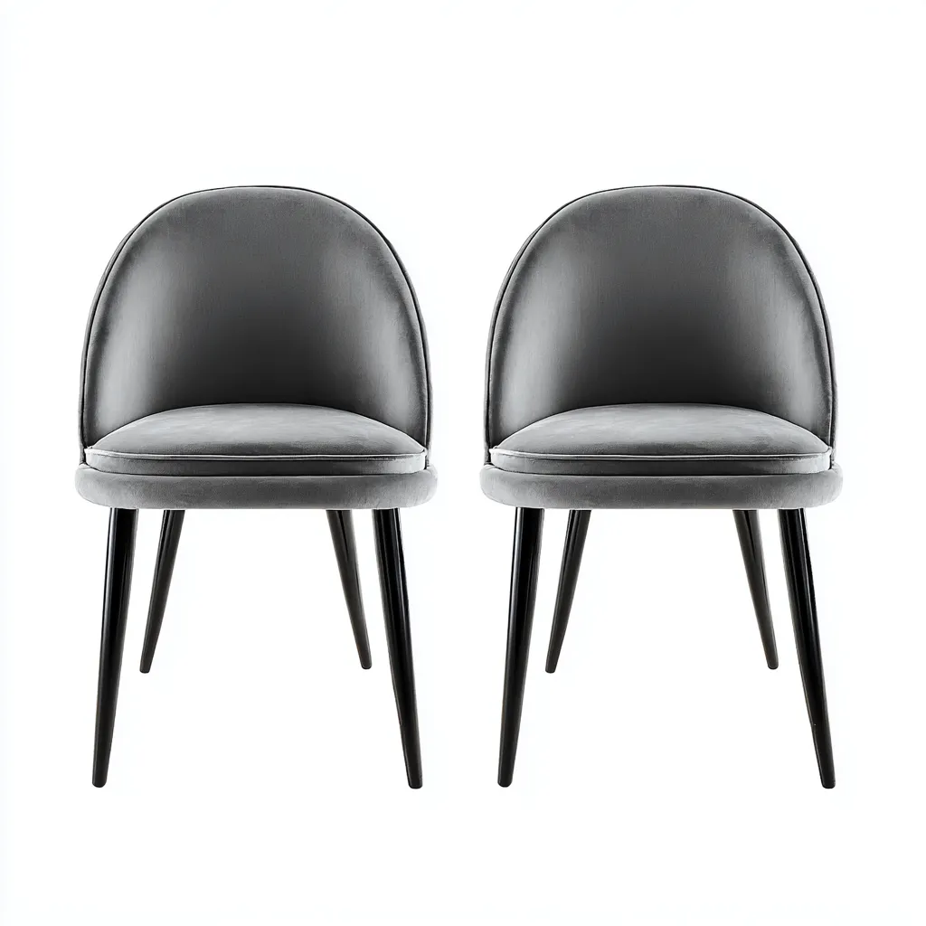 Sedia Da Pranzo Set 2 Pezzi - Velluto E Metallo - 50X52X83 Cm - Grigio-Nero - Design Moderno-Nichesta