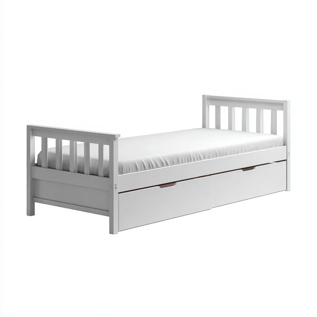 Letto Singolo Con Cassetti Contenitore 200X100X95 Cm - Bianco - Stile Moderno-Nichesta