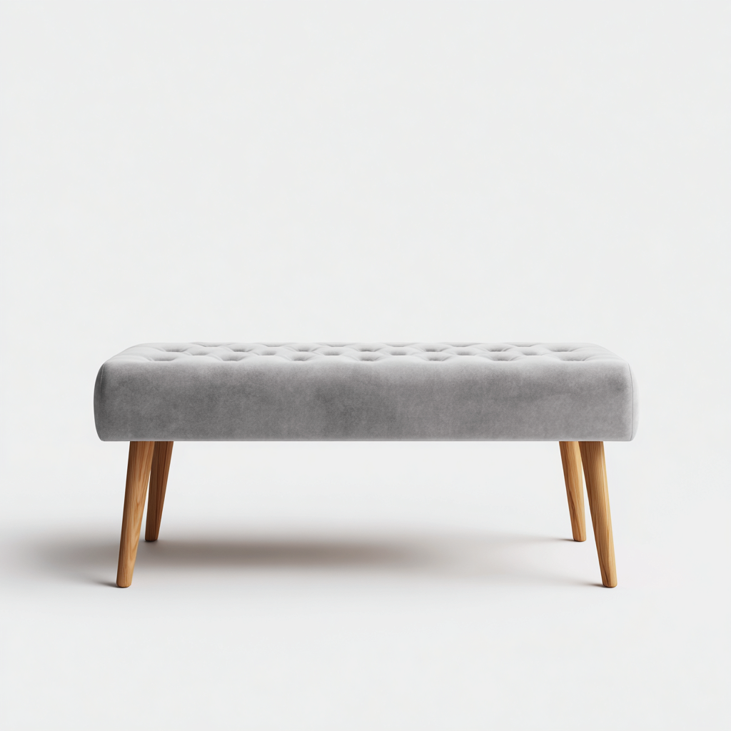 Panca Da Ingresso Velluto 95X38X46 Cm - Grigio-Legno - Design Moderno-Nichesta