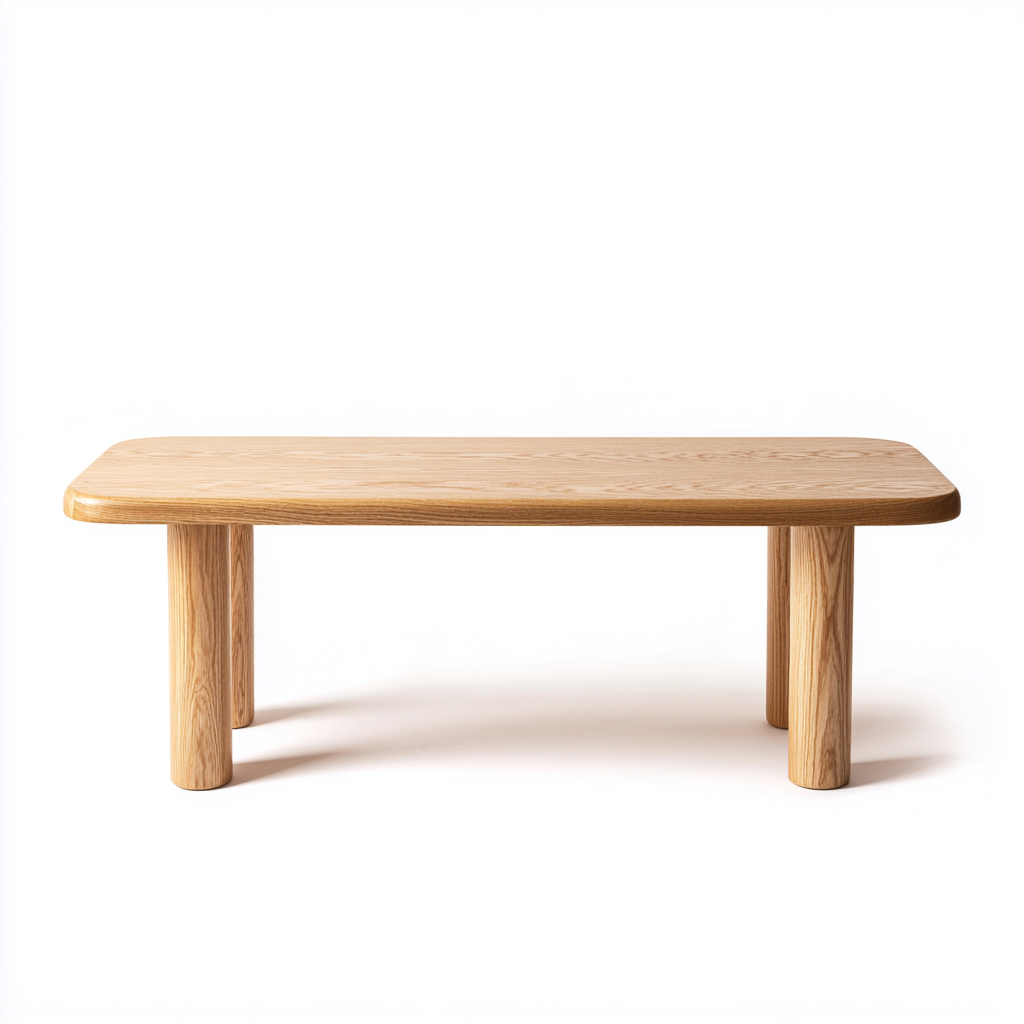 Tavolo Da Pranzo In Legno Di Rovere Con Gambe Arrotondate 160X80X75 Cm - Rovere Naturale - Stile Minimalista-Nichesta