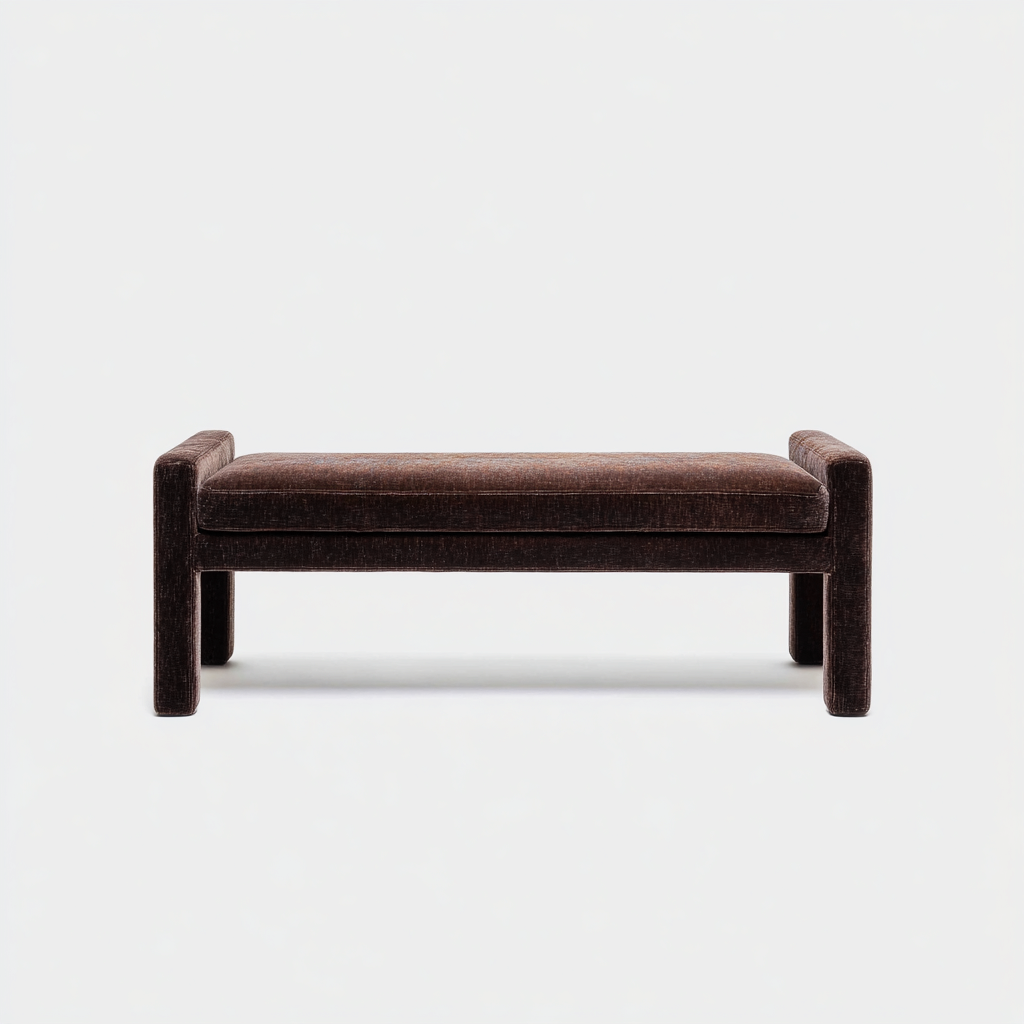 Panca Da Ingresso Imbottita 110x40x50 Cm - Marrone Scuro - Design Moderno In Tessuto-Nichesta