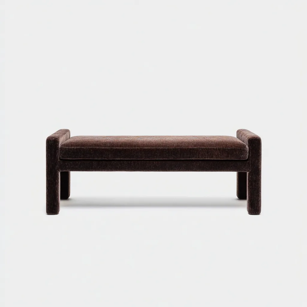 Panca Da Ingresso Imbottita 110x40x50 Cm - Marrone Scuro - Design Moderno In Tessuto-Nichesta