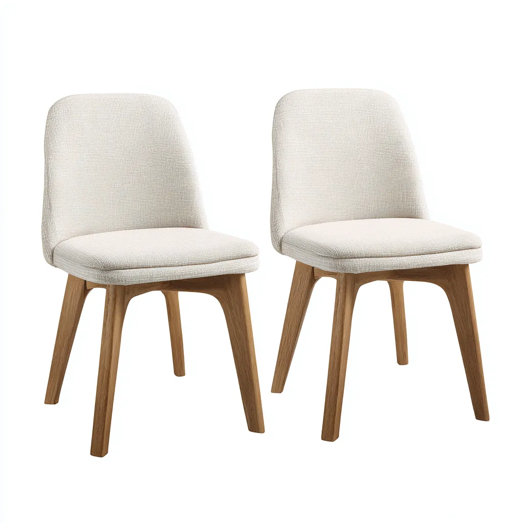 Sedia Da Pranzo In Tessuto 49X52X84 Cm Beige Con Gambe In Legno Per Sala Da Pranzo - Design Moderno-Nichesta