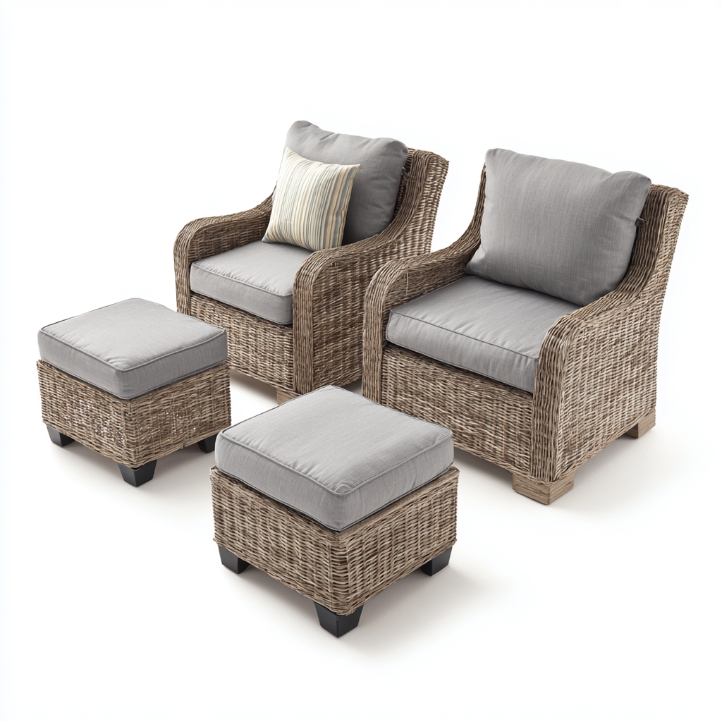Divani Da Esterno Set 5 Pezzi Rattan Sintetico 150X85X95 Cm Marrone-Grigio Uso Esterno Stile Moderno-Nichesta