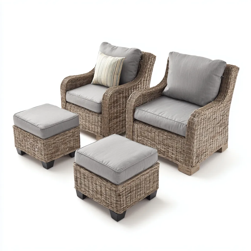 Divani Da Esterno Set 5 Pezzi Rattan Sintetico 150X85X95 Cm Marrone-Grigio Uso Esterno Stile Moderno-Nichesta