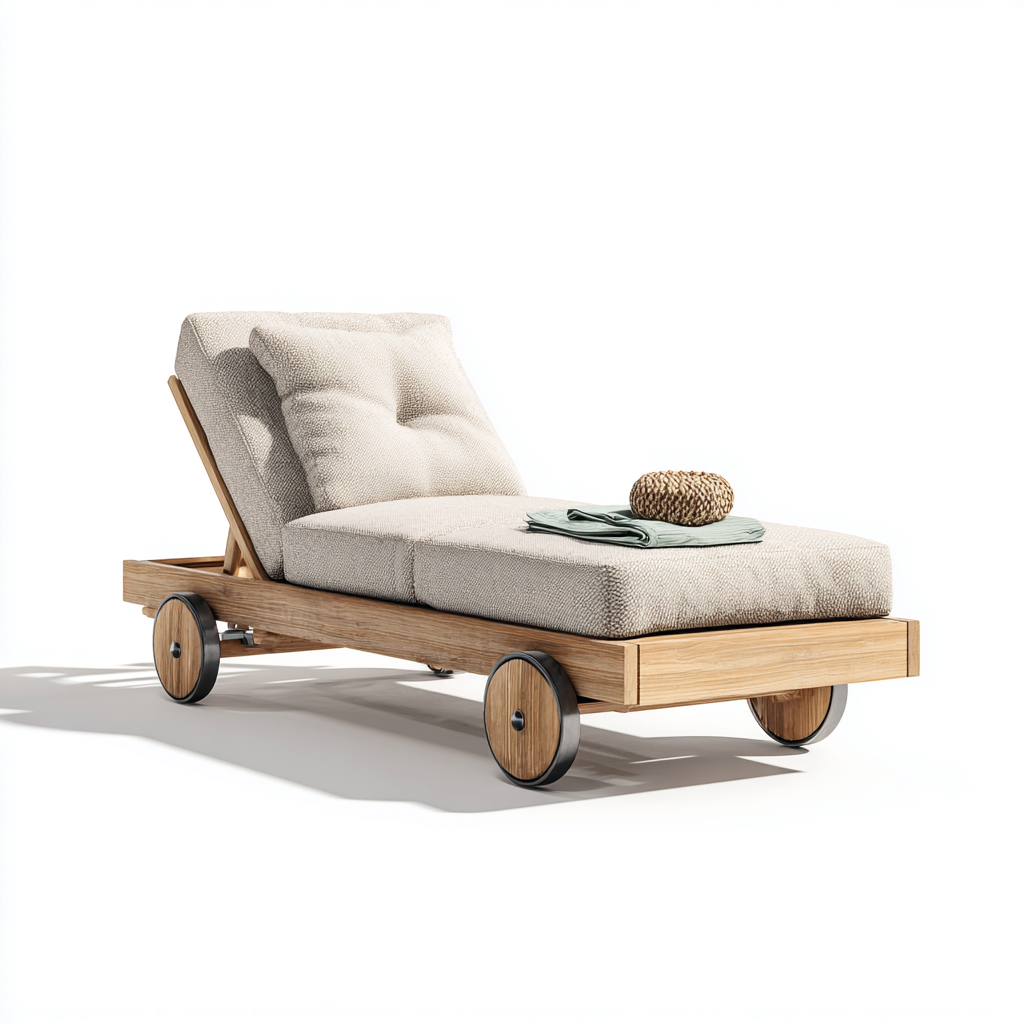 Lettino Da Sole Legno-Tessuto 198X72X88 Cm - Beige-Naturale - Design Moderno-Nichesta