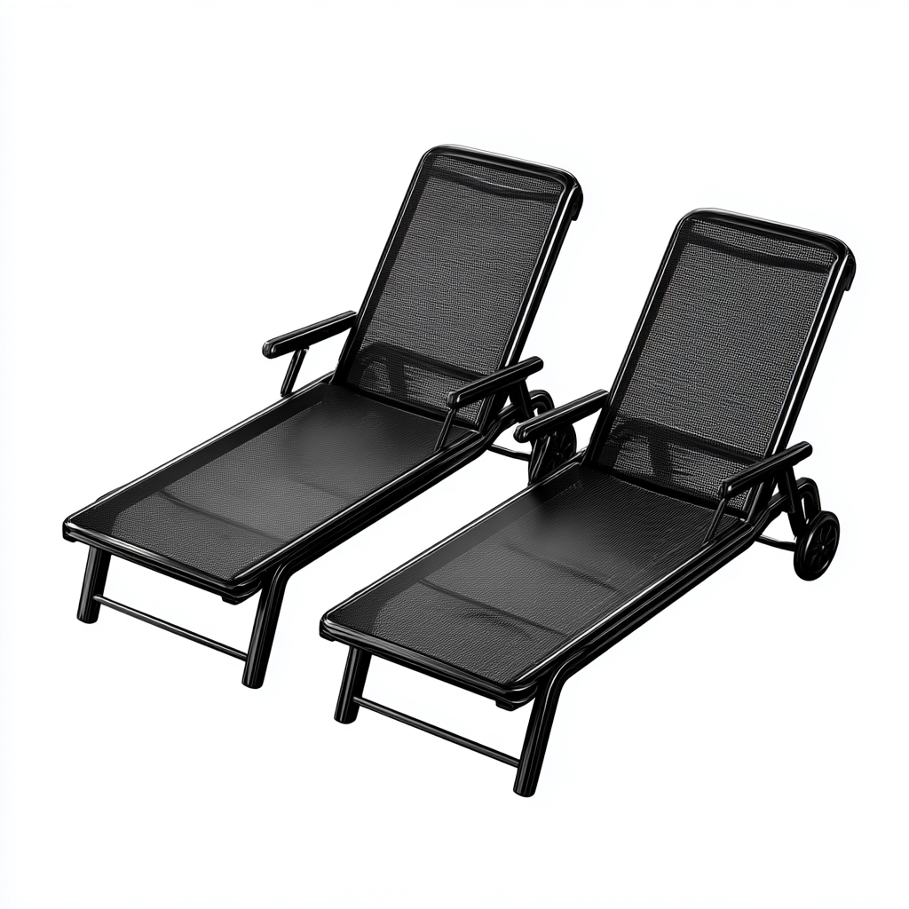 Lettino Da Sole Metallo-Rete 198X66X88 Cm - Nero - Design Moderno-Nichesta