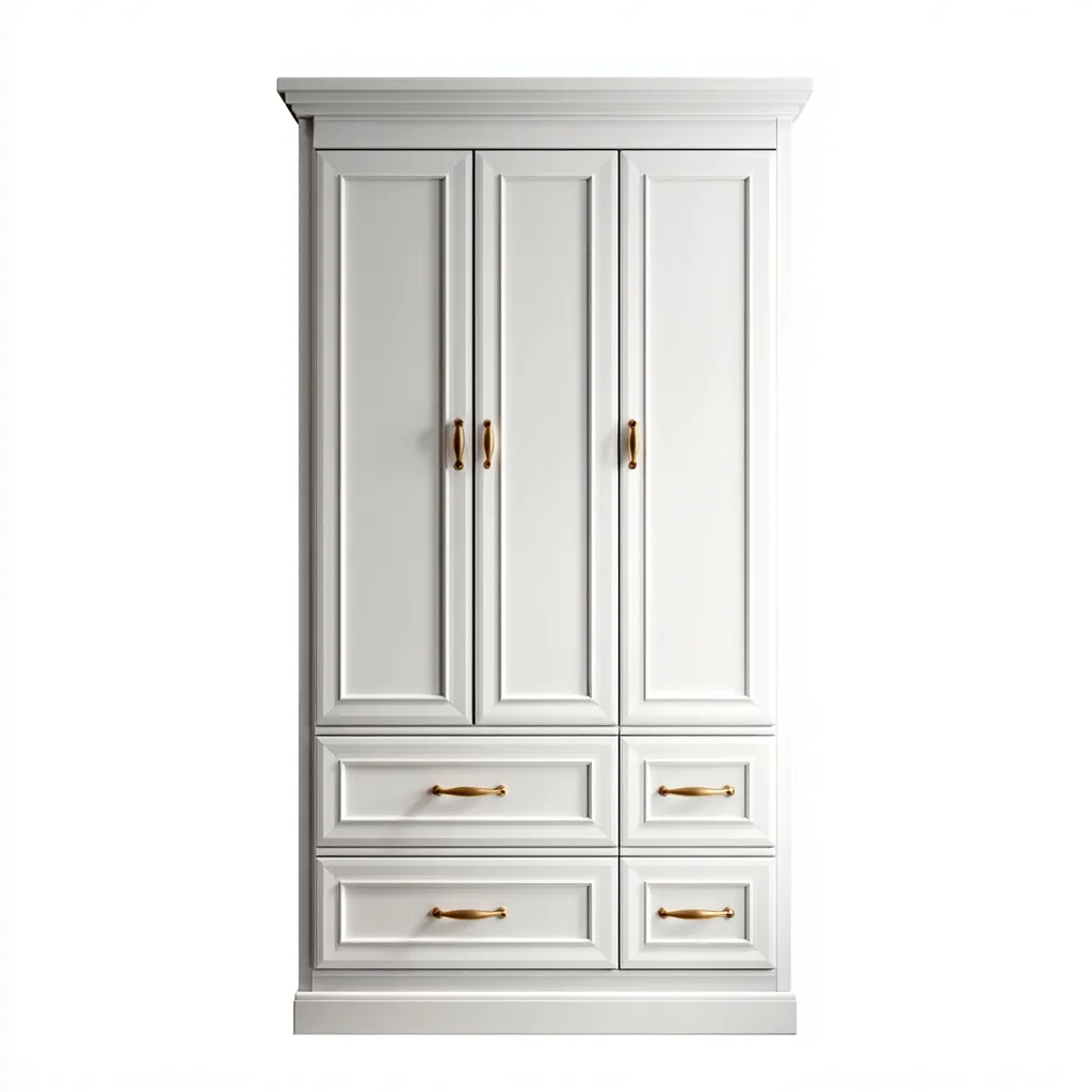 Armadio A 3 Ante In Legno Composito 150X55X200 Cm - Bianco - Stile Classico-Nichesta