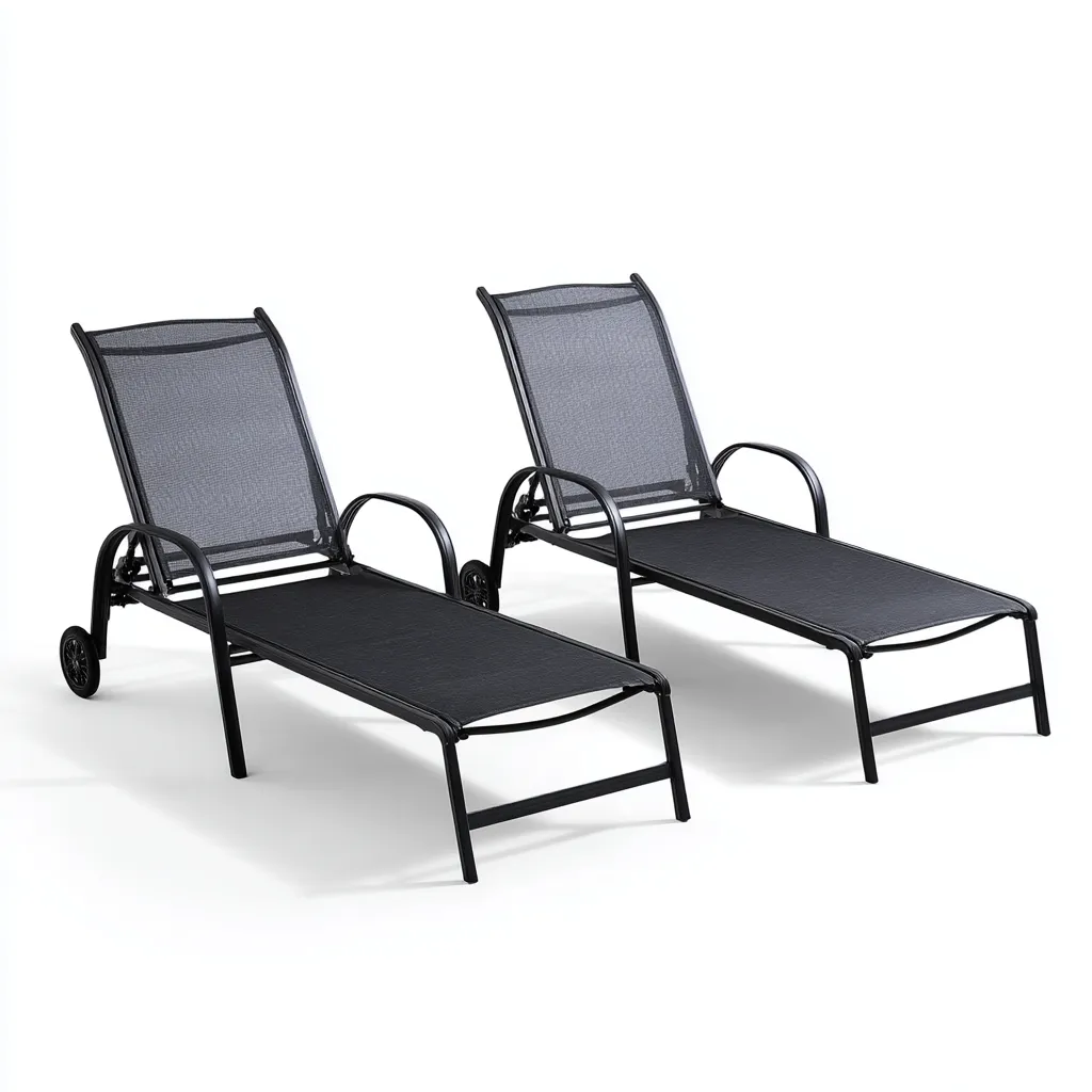 Lettino Da Sole Metallo-Rete 197X65X88 Cm - Nero - Design Moderno-Nichesta