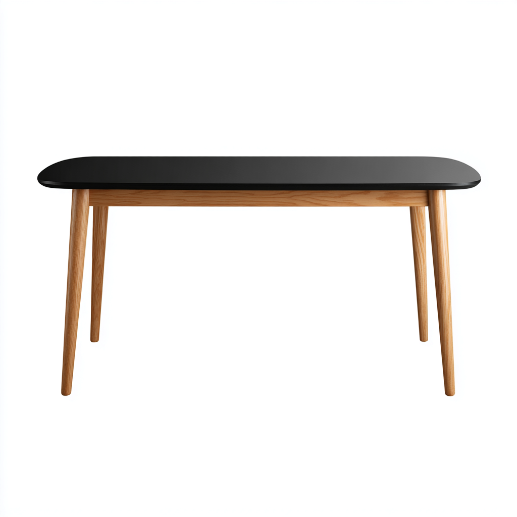 Tavolo Da Pranzo Rettangolare Legno-Metallo 160X80X75 Cm - Nero-Naturale - Design Scandinavo-Nichesta