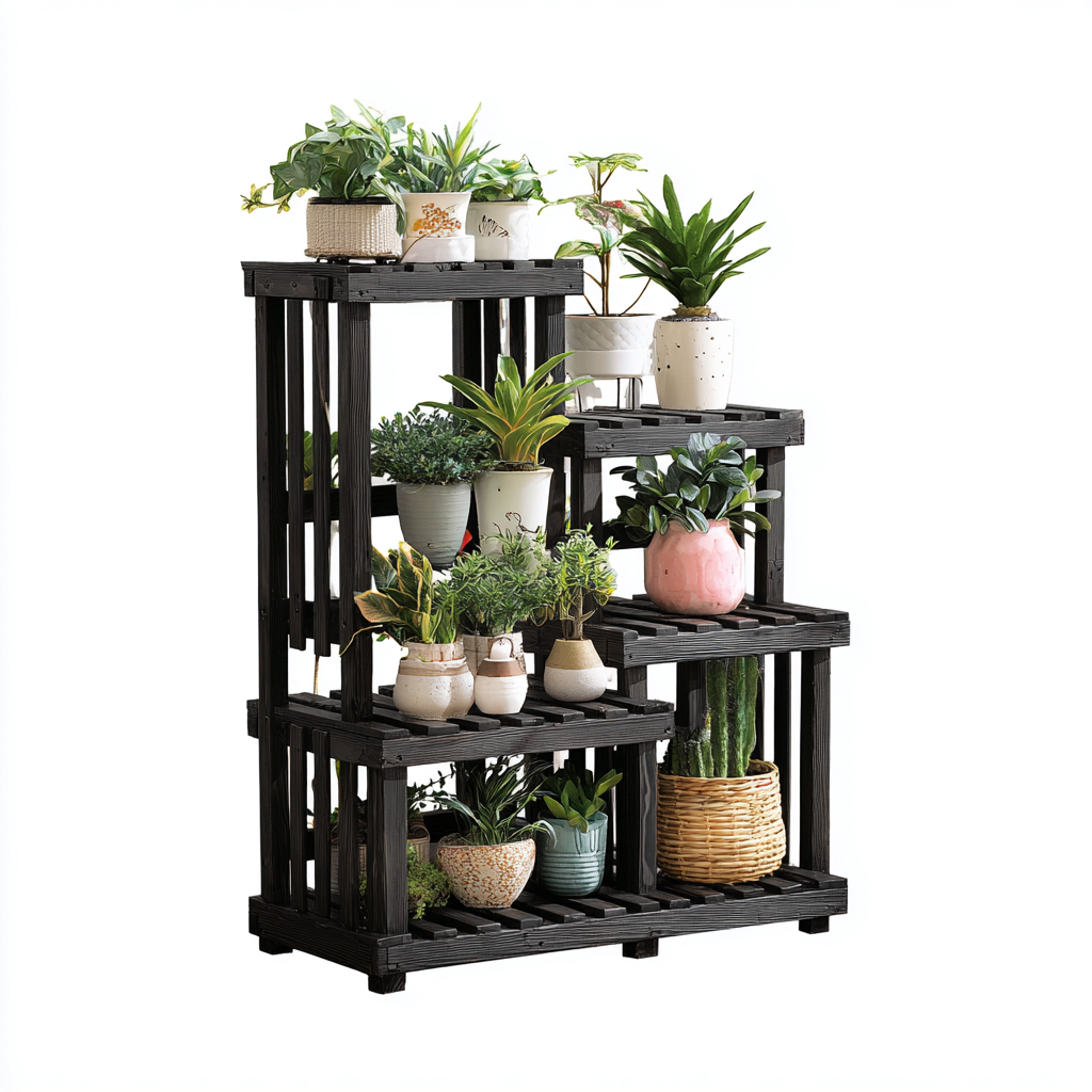 Pots Et Supports De Plantes Supporto Per Piante In Legno 90x30x110 Cm - Nero - Design Moderno-Nichesta