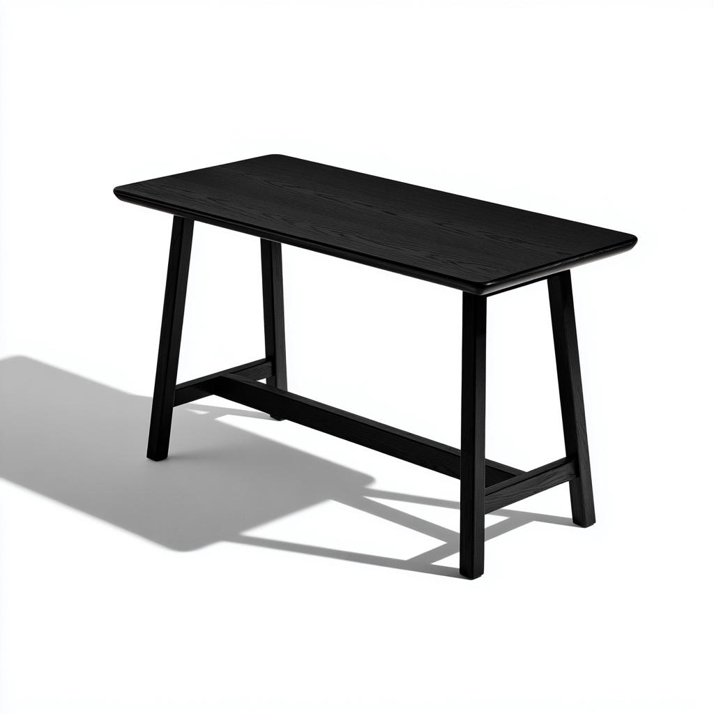 Tavolo Da Pranzo Rettangolare Legno Massello 140X70X75 Cm - Nero - Stile Minimalista-Nichesta