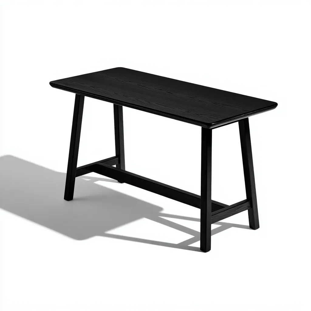 Tavolo Da Pranzo Rettangolare Legno Massello 140X70X75 Cm - Nero - Stile Minimalista-Nichesta