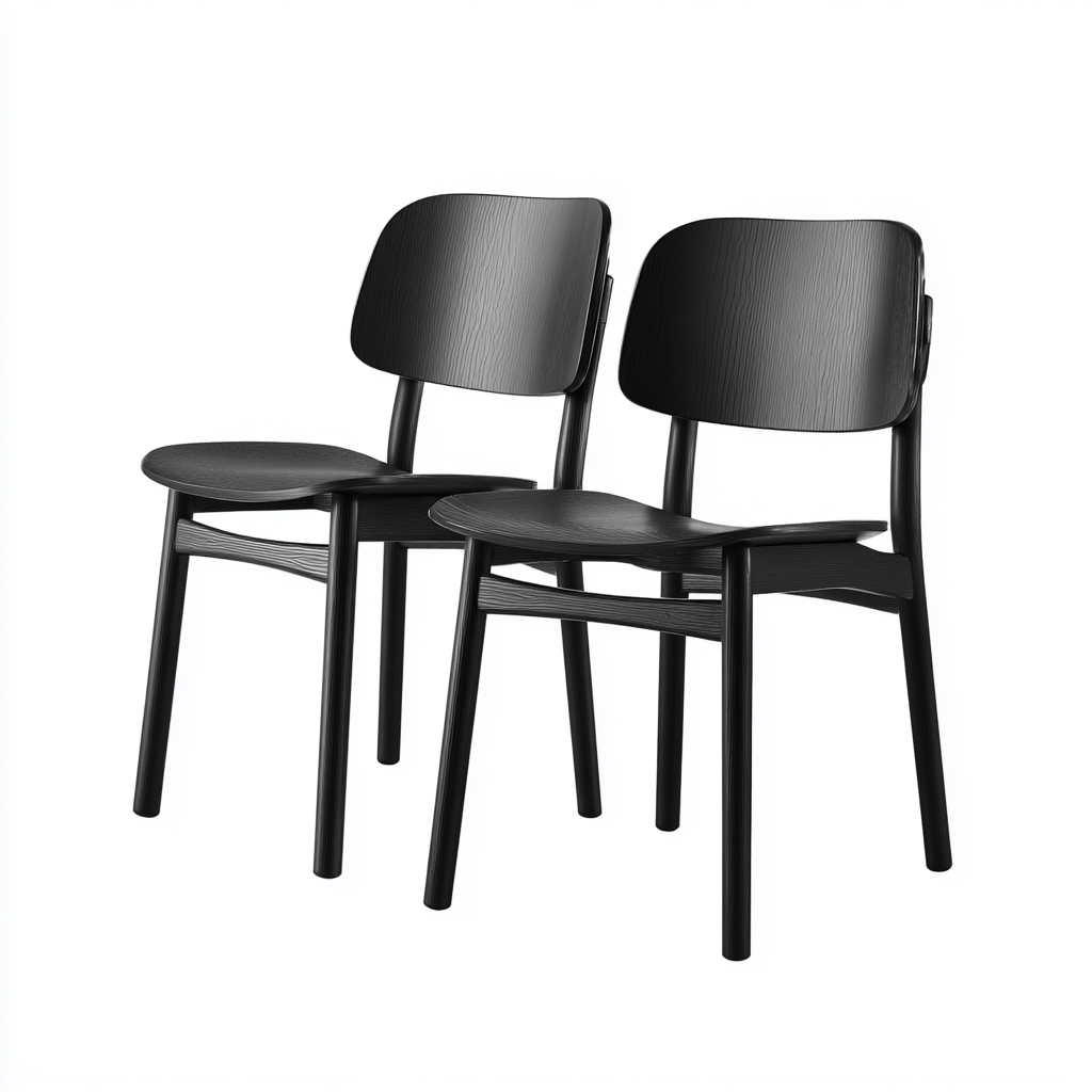 Sedia Da Pranzo In Legno 45X49X80 Cm Nero Per Sala Da Pranzo - Design Moderno-Nichesta