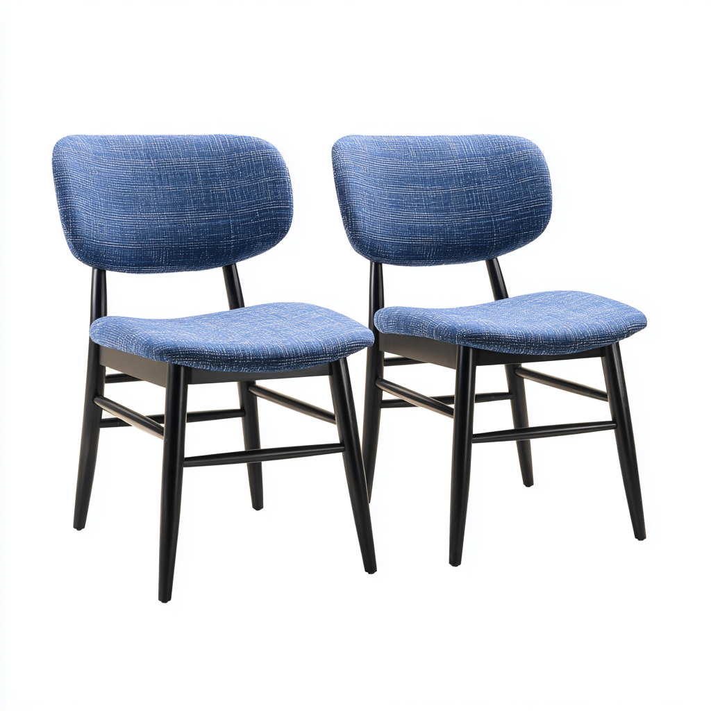 Sedia Da Pranzo Set 2 Pezzi - Tessuto E Metallo - 50X48X80 Cm - Blu-Nero - Design Moderno-Nichesta