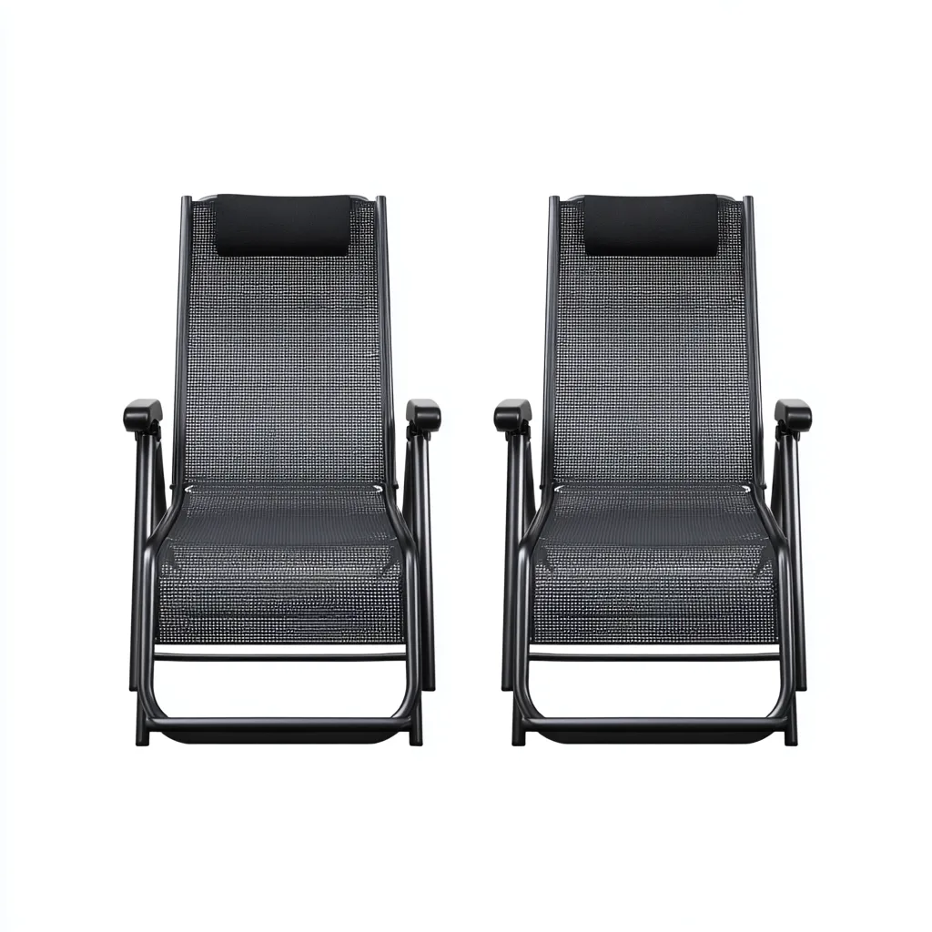 Lettino Da Sole Metallo E Textilene 180X60X110 Cm - Nero - Pieghevole Design Moderno-Nichesta