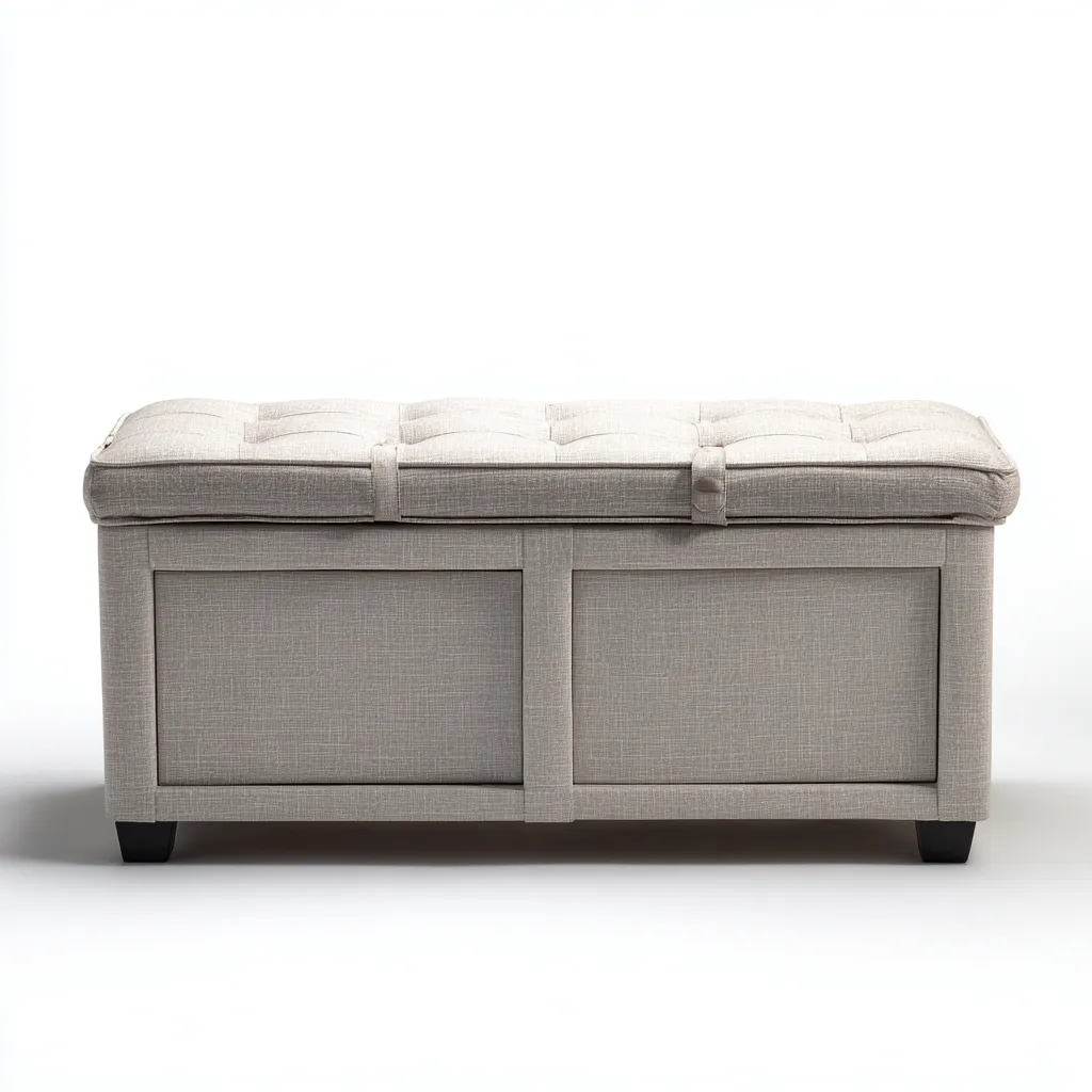 Panca Da Ingresso Con Contenitore 105x40x45 Cm - Beige Tessuto - Seduta Imbottita Con Design Moderno-Nichesta