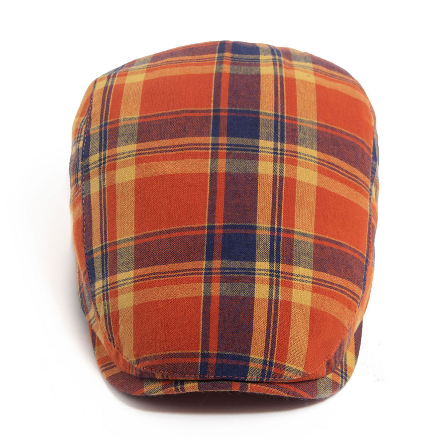 Thin plaid flat cap hat