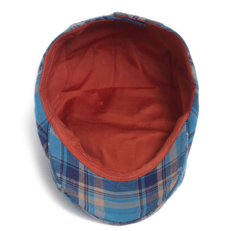 Thin plaid flat cap hat
