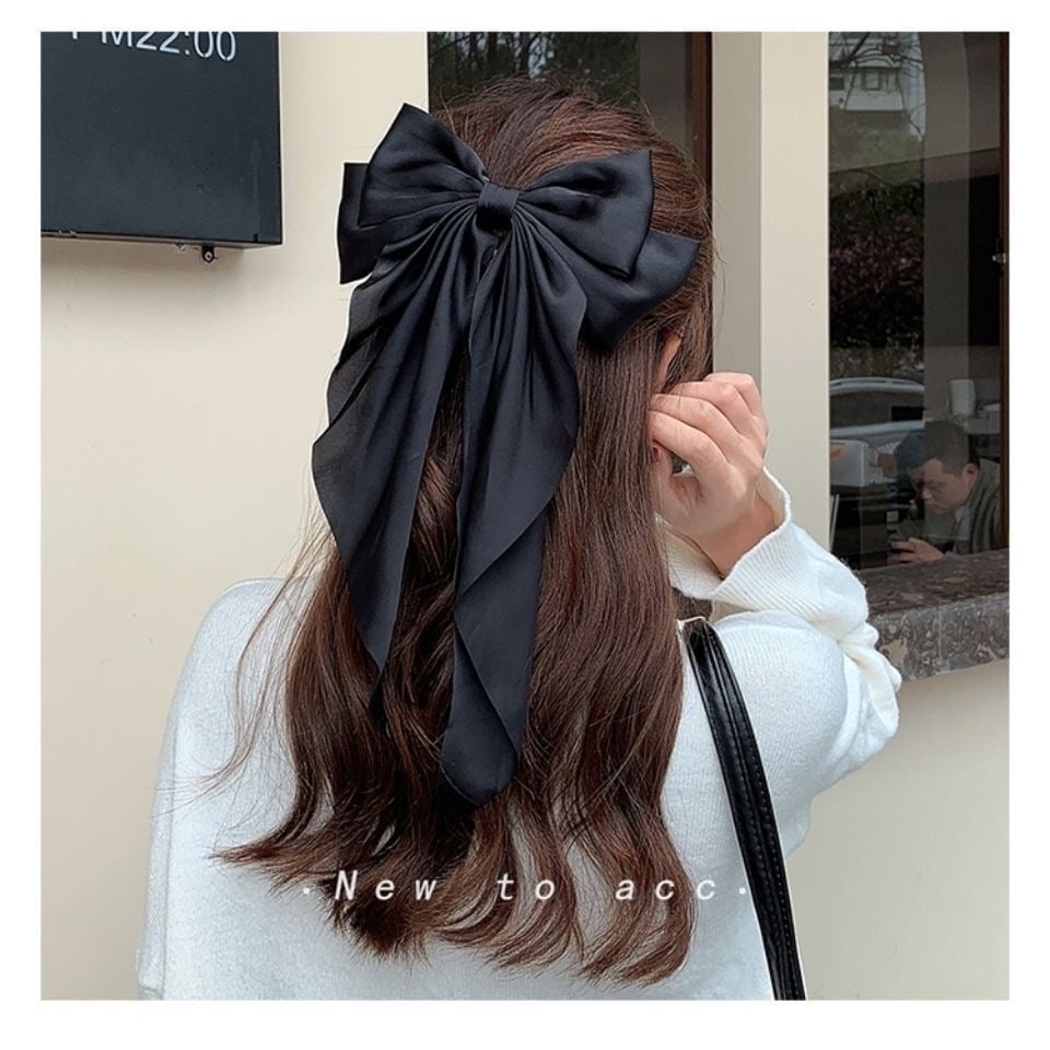 🔥Large Bow Hair Clip for Women – Wedding & Everyday Ponytail Accessory with Long Tail