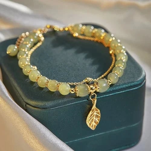 💞Lucky Wada Jade gold leaf bracelet
