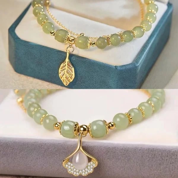 💞Lucky Wada Jade gold leaf bracelet